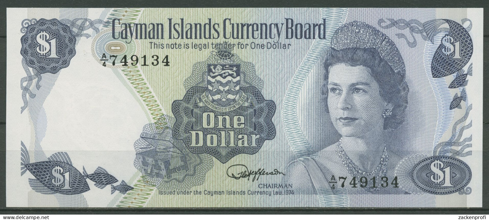 Cayman Islands 1 Dollar 1974, KM 5 C Kassenfrisch (K439) - Kaaimaneilanden
