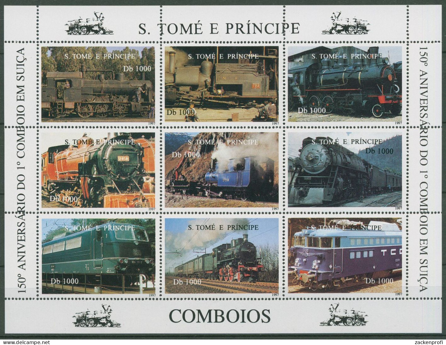 Sao Tomé Und Príncipe 1997 Eisenbahn Dampfloks 1730/38 K Postfrisch (C40179) - Sao Tomé Y Príncipe
