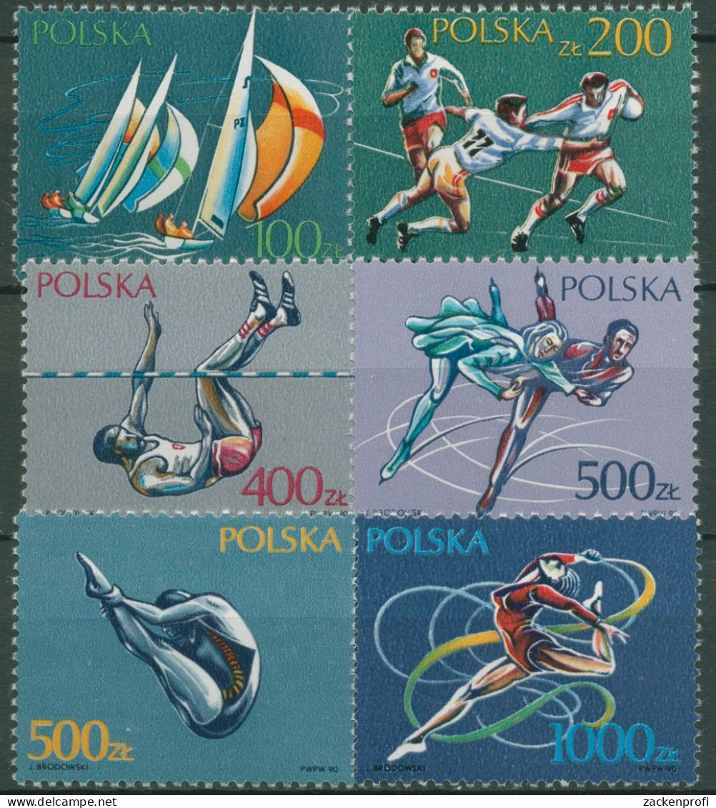 Polen 1990 Sport Segeln Eiskunstlauf Leichtathletik 3258/63 Postfrisch - Nuevos