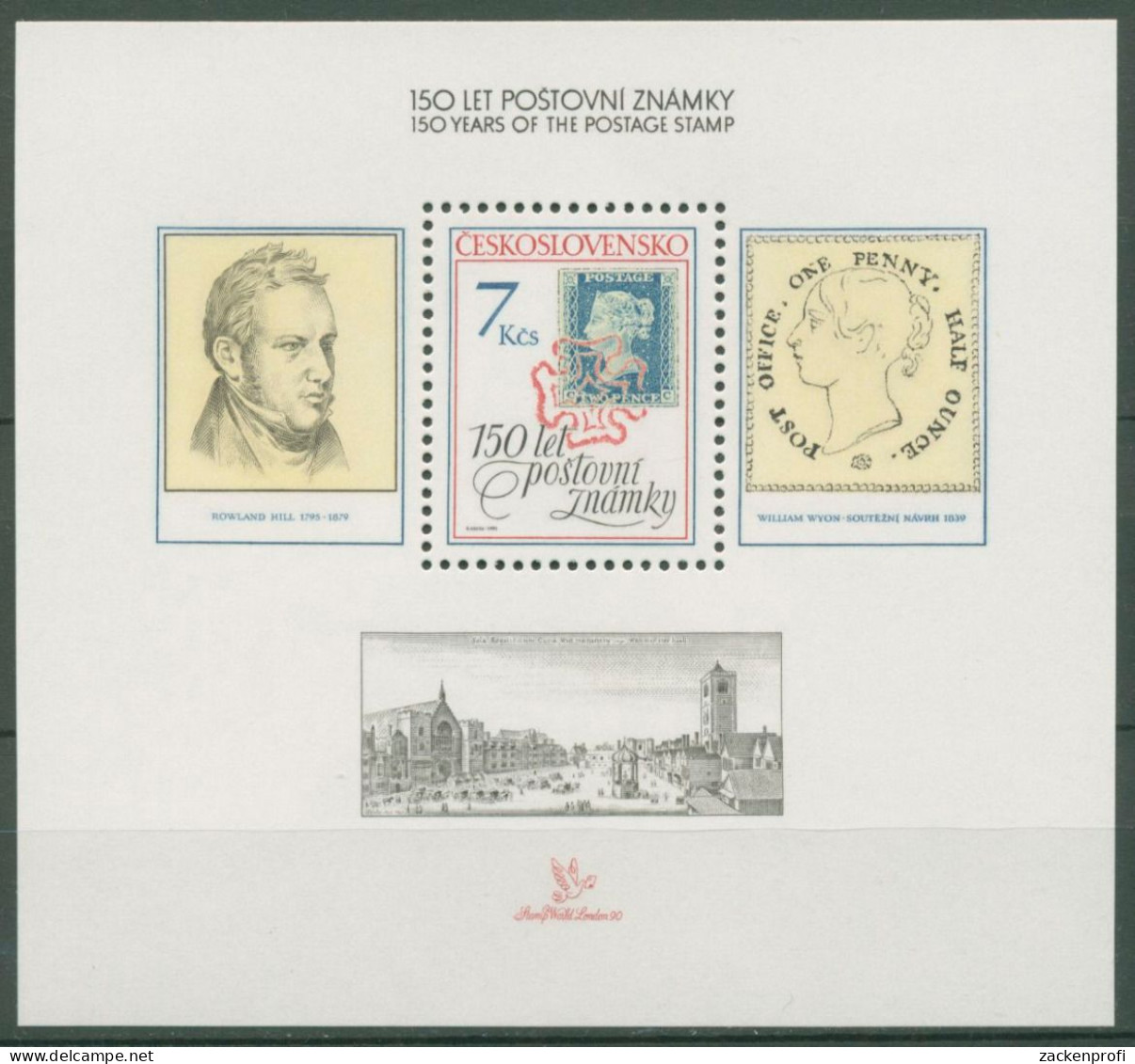 Tschechoslowakei 1989 150 Jahre Briefmarken Block 95 Postfrisch (C62841) - Blocs-feuillets