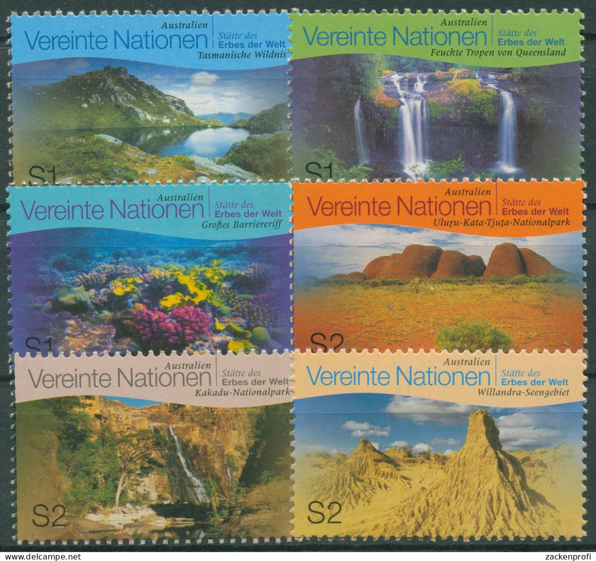 UNO Wien 1999 UNESCO Australien Nationalparks Tasmanien Riff 281/86 Postfrisch - Nuovi