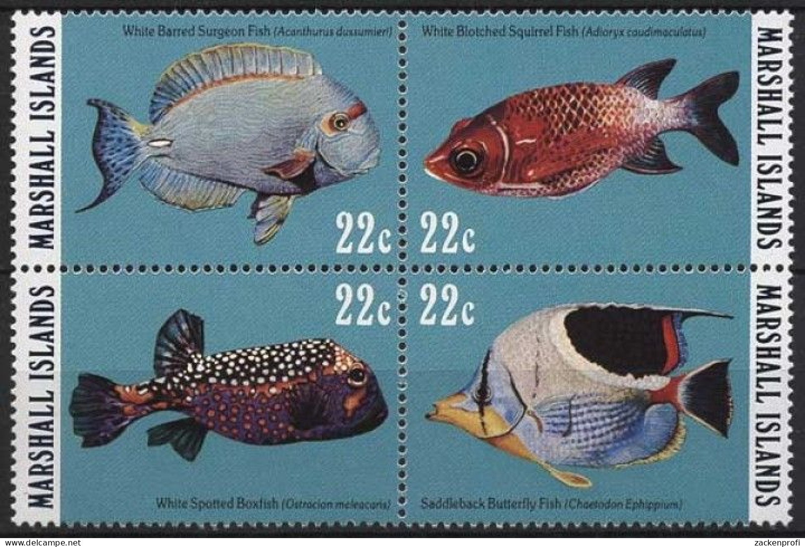 Marshall-Inseln 1985 Fische Kofferfisch Doktorfisch 50/53 ZD Postfrisch - Marshalleilanden