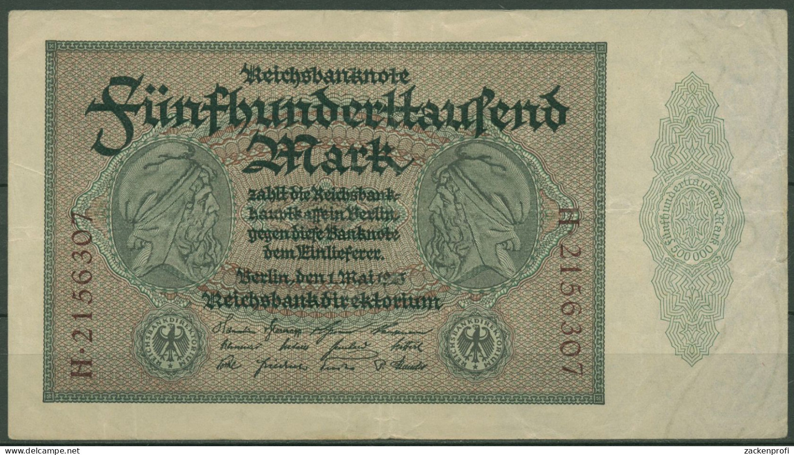 Dt. Reich 500000 Mark 1923, DEU-99c, Leicht Gebraucht (K1335) - 500.000 Mark