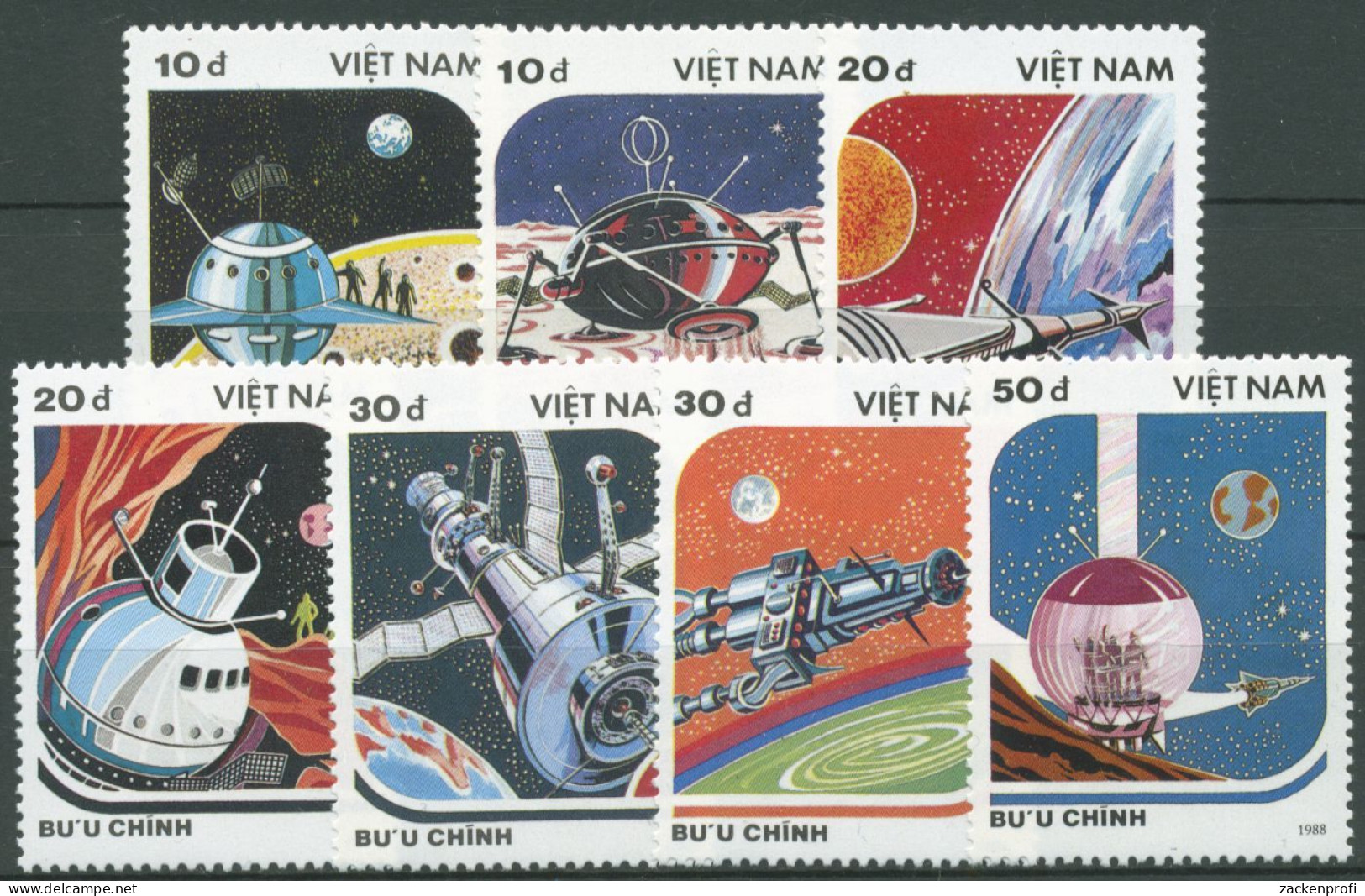 Vietnam 1988 Tag Der Kosmonauten: Raumfahrzeuge 1950/56 A Postfrisch - Vietnam
