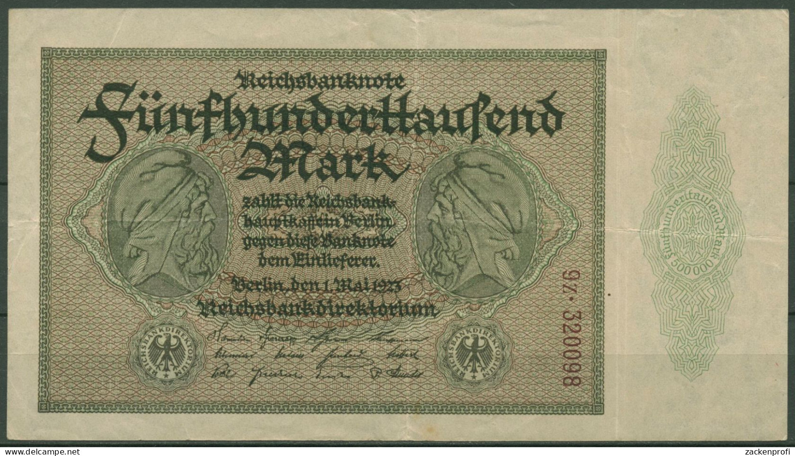 Dt. Reich 500000 Mark 1923, DEU-99g, Gebraucht (K1333) - 500.000 Mark