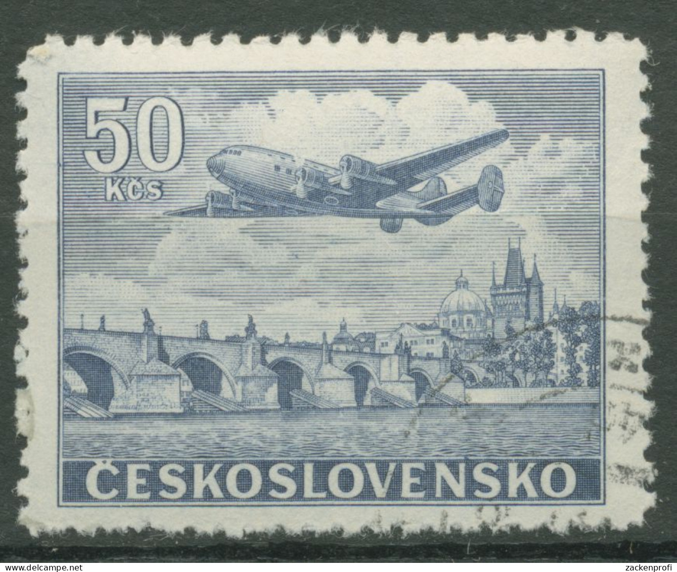 Tschechoslowakei 1946 Flugpostmarke 500 Gestempelt - Usados