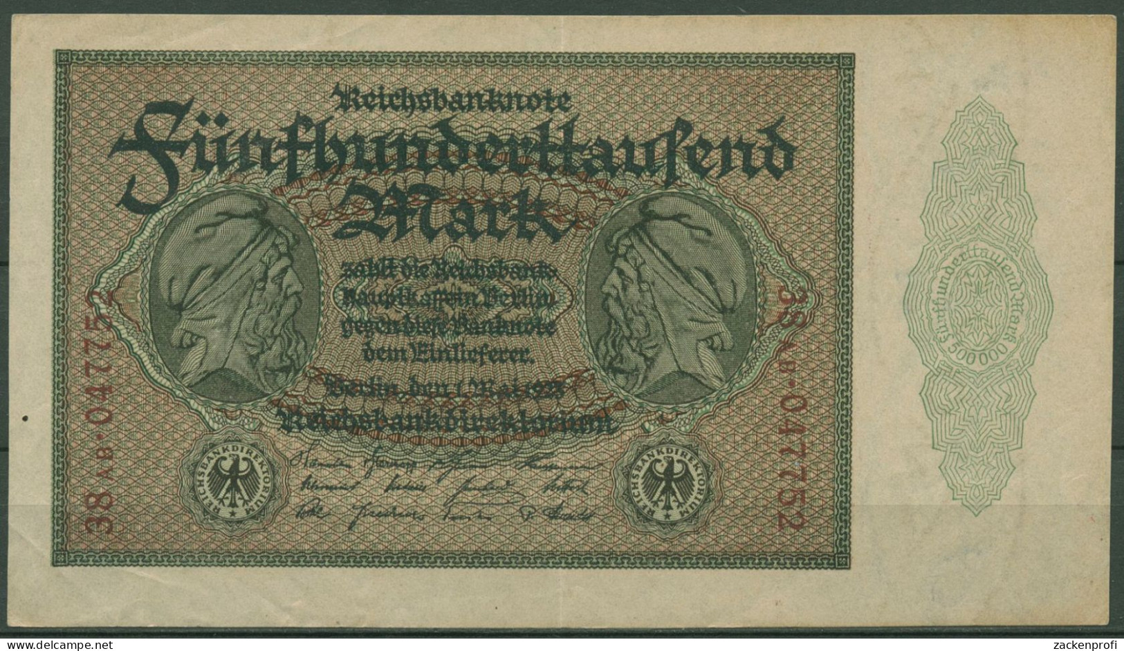 Dt. Reich 500000 Mark 1923, DEU-99e, Gebraucht (K1340) - 500.000 Mark