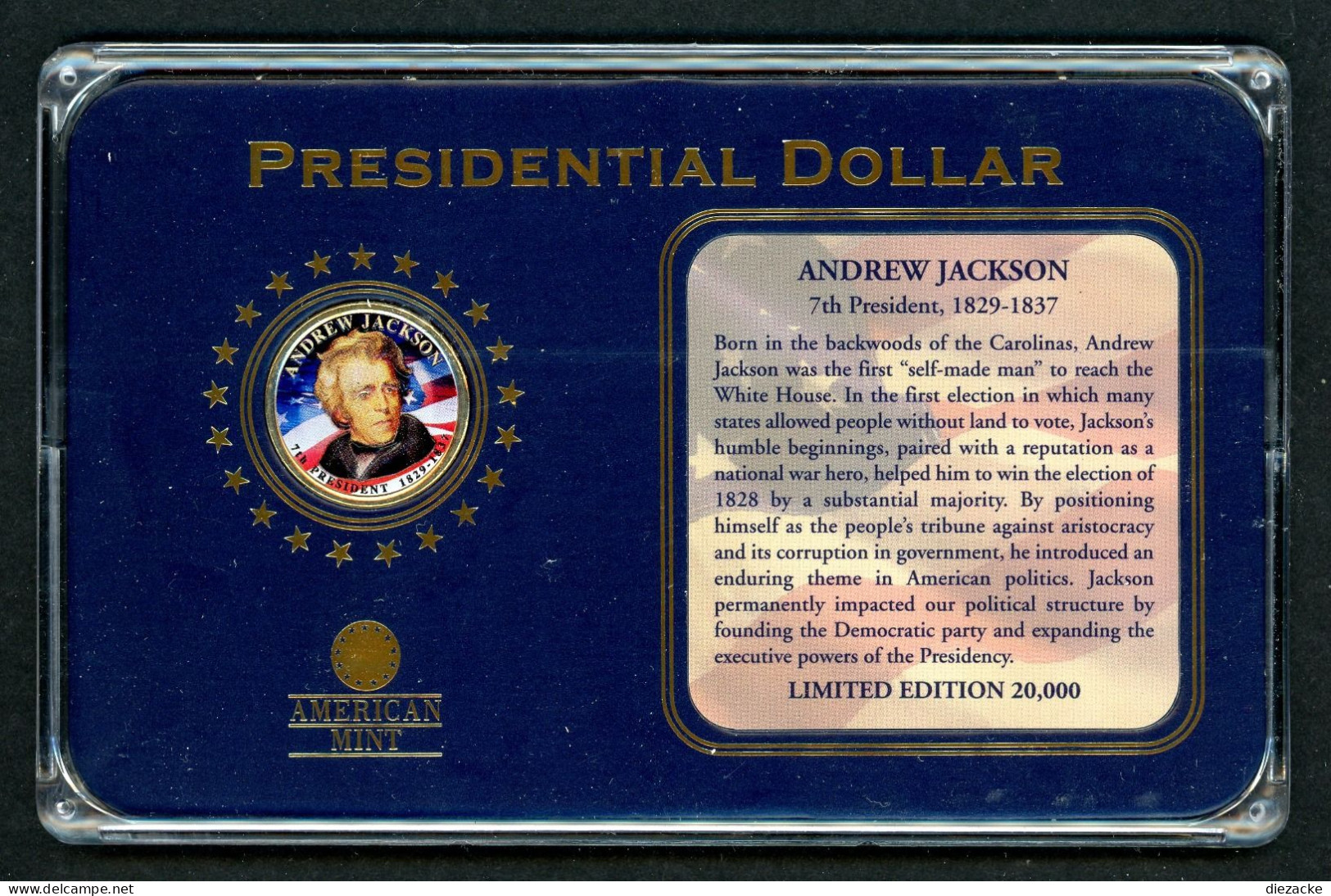 USA 2008 Presidential Dollar "Andrew Jackson" In Hartbox, Zertifikat (M4365 - Otros & Sin Clasificación