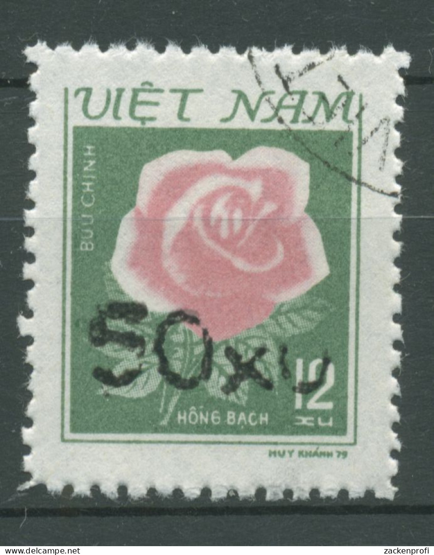 Vietnam 1984 Freimarken Blumen Rose MiNr.1125 Mit Aufdruck 1440 Gestempelt - Vietnam