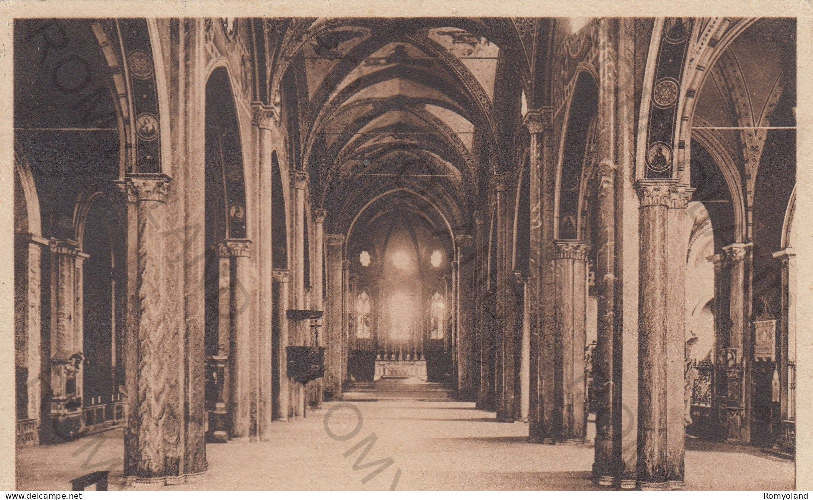 CARTOLINA  C7 ROMA,LAZIO-BASILICA DI S.MARIA SOPRA MINERVA-L'INTERNO-FRA SISTO E RISTORO-FORMATO PICCOLO,VIAGGIATA 1929 - Iglesias