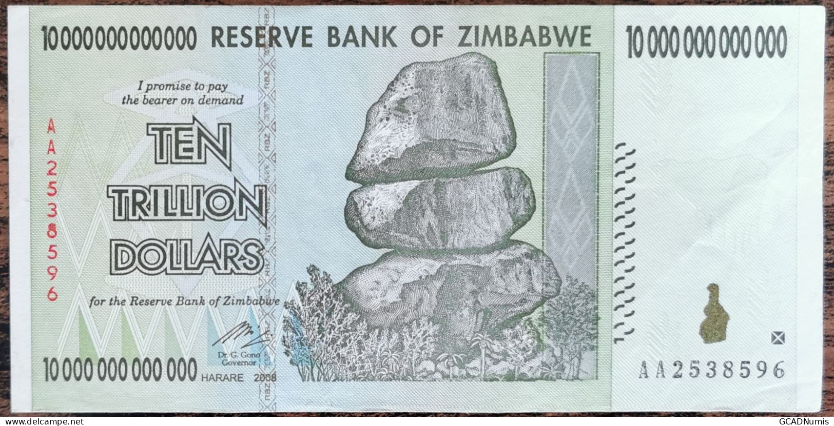 Billet 10.000.000.000.000 Dollars ZIMBABWE 2008 - 10 Trillion - AA2538596 - Zimbabwe