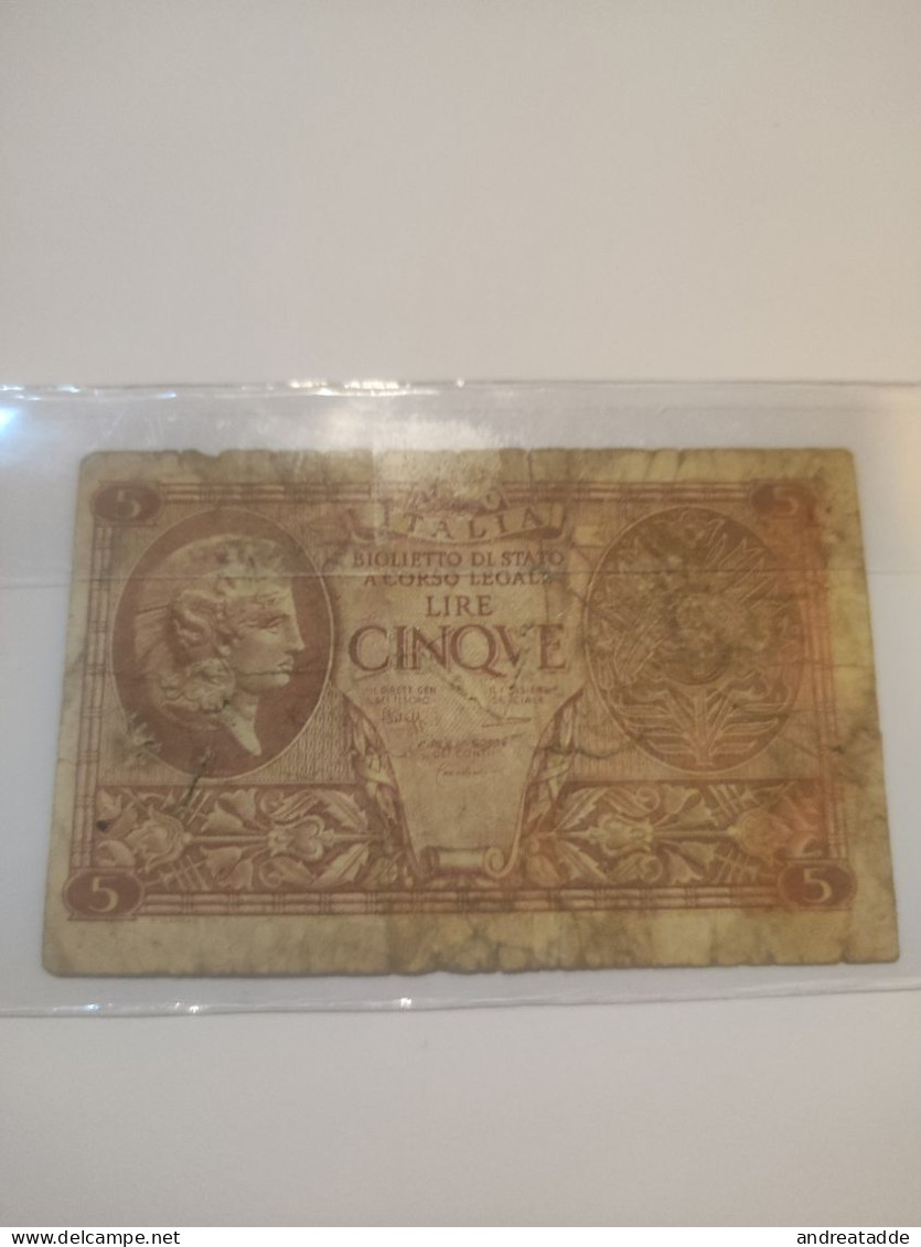 Banconota 5 Lire - Regno D'Italia – 5 Lire