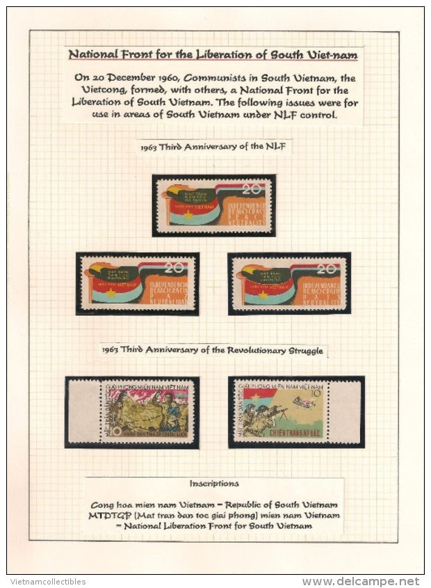 Completed Collection Of Vietnam Viet Nam South NLF MNH Perf Stamps 1963-1976 / 09 Photos - Vietnam