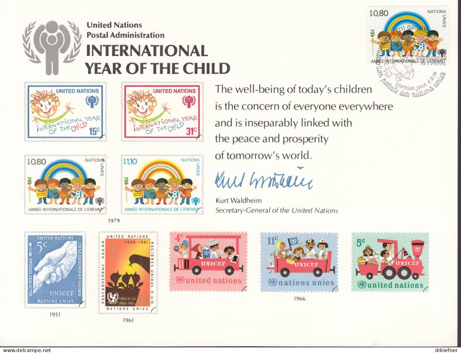 UNO NEW YORK  Erinnerungskarte 15, G-FDC, Internationales Jahr Des Kindes 1979 - Storia Postale