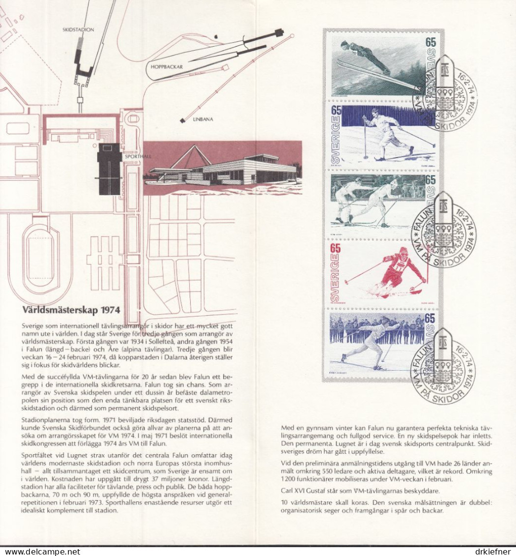 SCHWEDEN  Heftchenblatt 71, Gestempelt, In Faltblatt, Skisport, 1974 - 1951-80