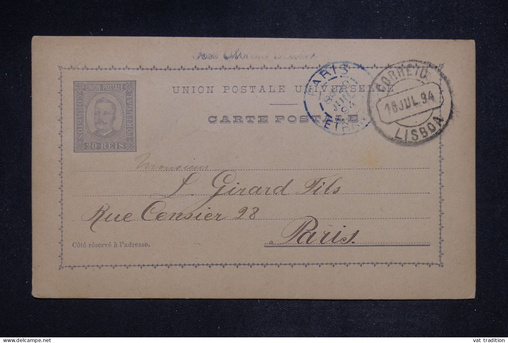 PORTUGAL - Entier Pour Paris - A 2730 - Enteros Postales