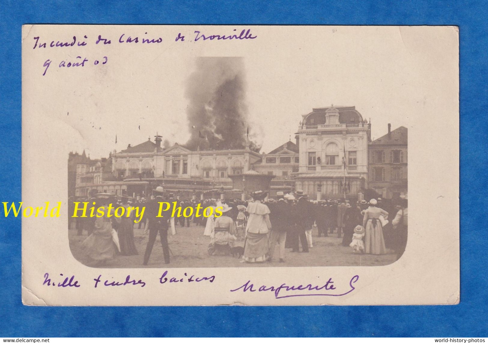 CPA Photo - TROUVILLE Sur MER - Incendie Du Casino - 9 Aout 1903 - Foule Homme Femme Robe Deauville Normandie - Disasters