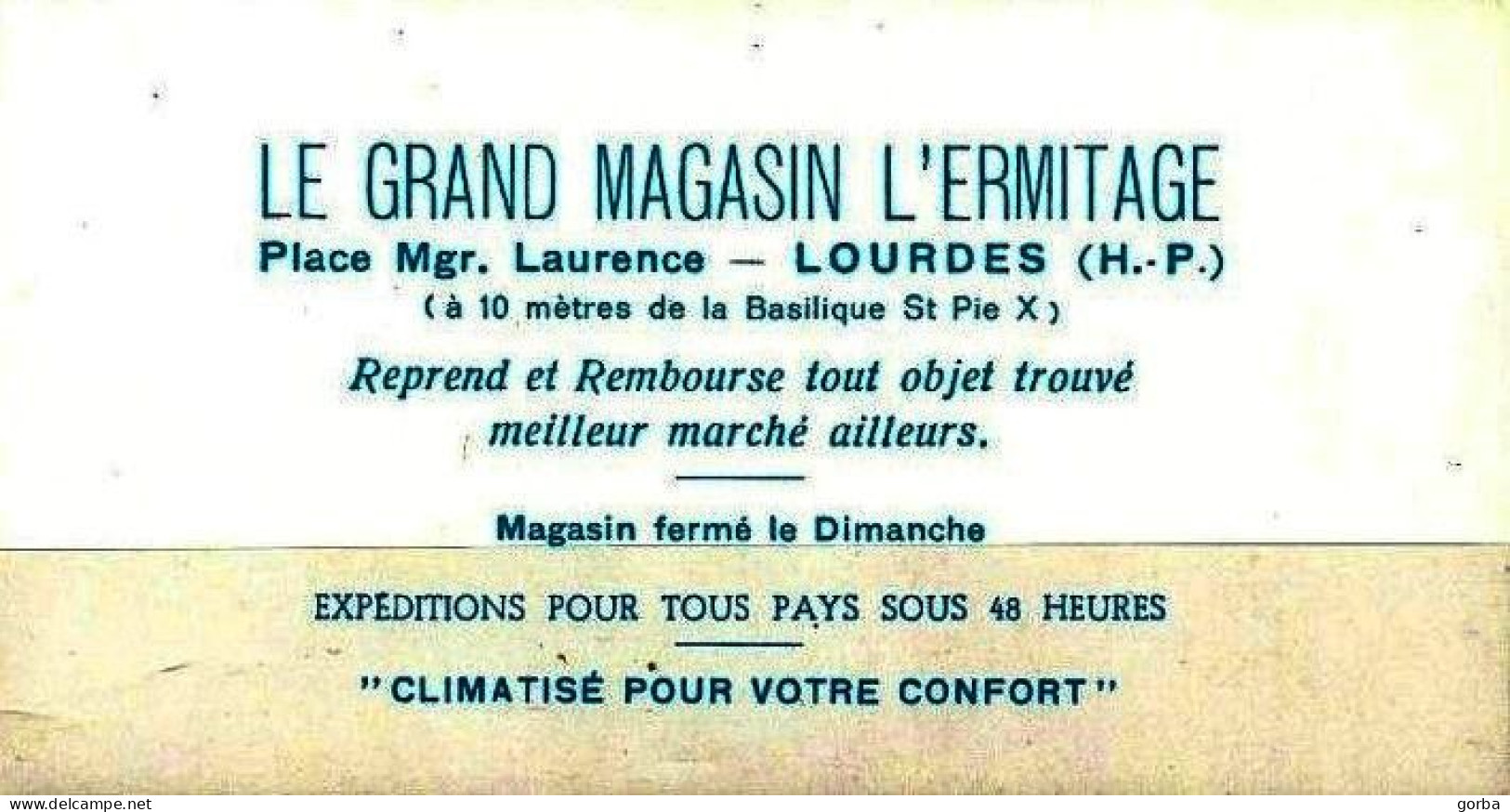 *Carte Visite Commerciale - Le Grand Magasin L'Ermitage à LOURDES (65) - Verso - ND De Lourdes Priez Pour Nous - Cartes De Visite