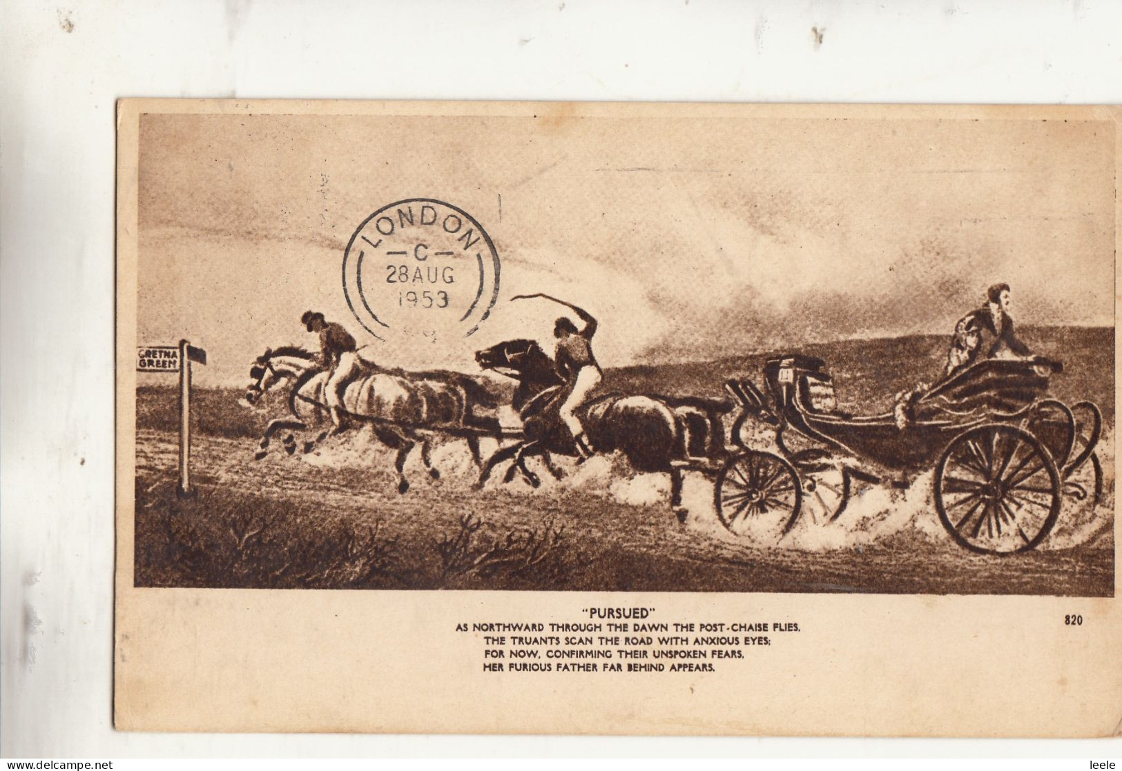 DB13. Vintage Postcard. Pursued. Couple On Way To Gretna Green. - Dumfriesshire