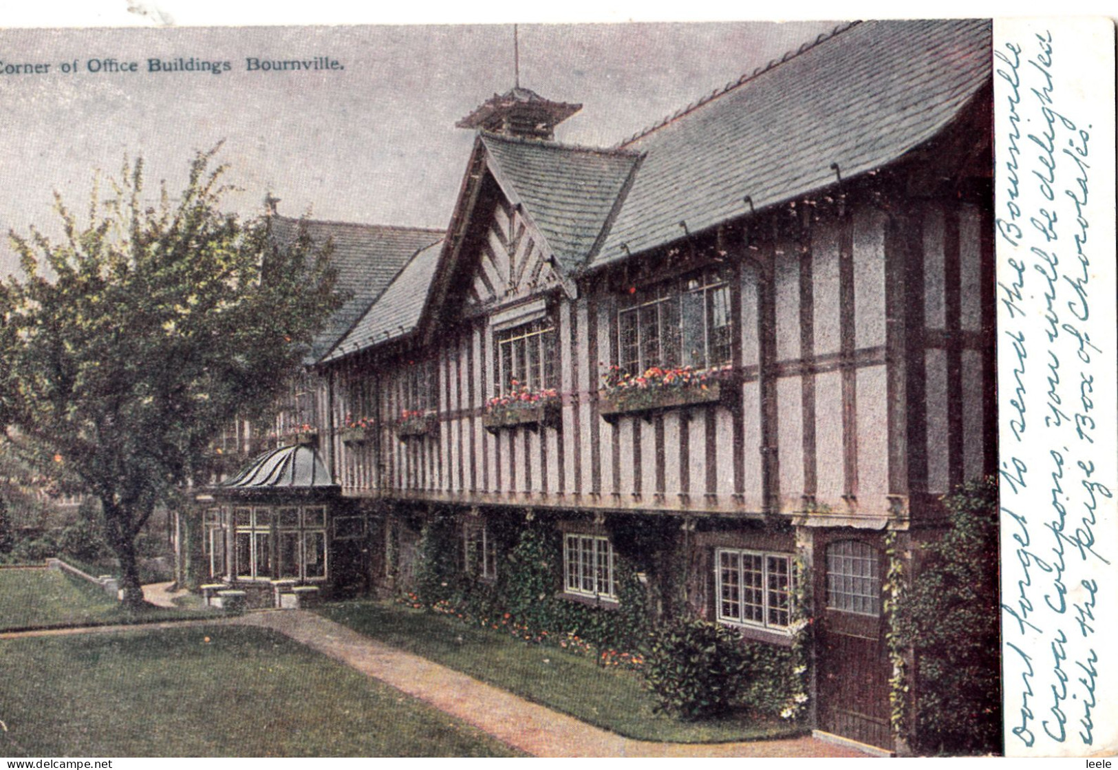 DB71. Vintage Postcard. Corner Of Office Buildings Bourneville. Warwickshire. - Sonstige & Ohne Zuordnung