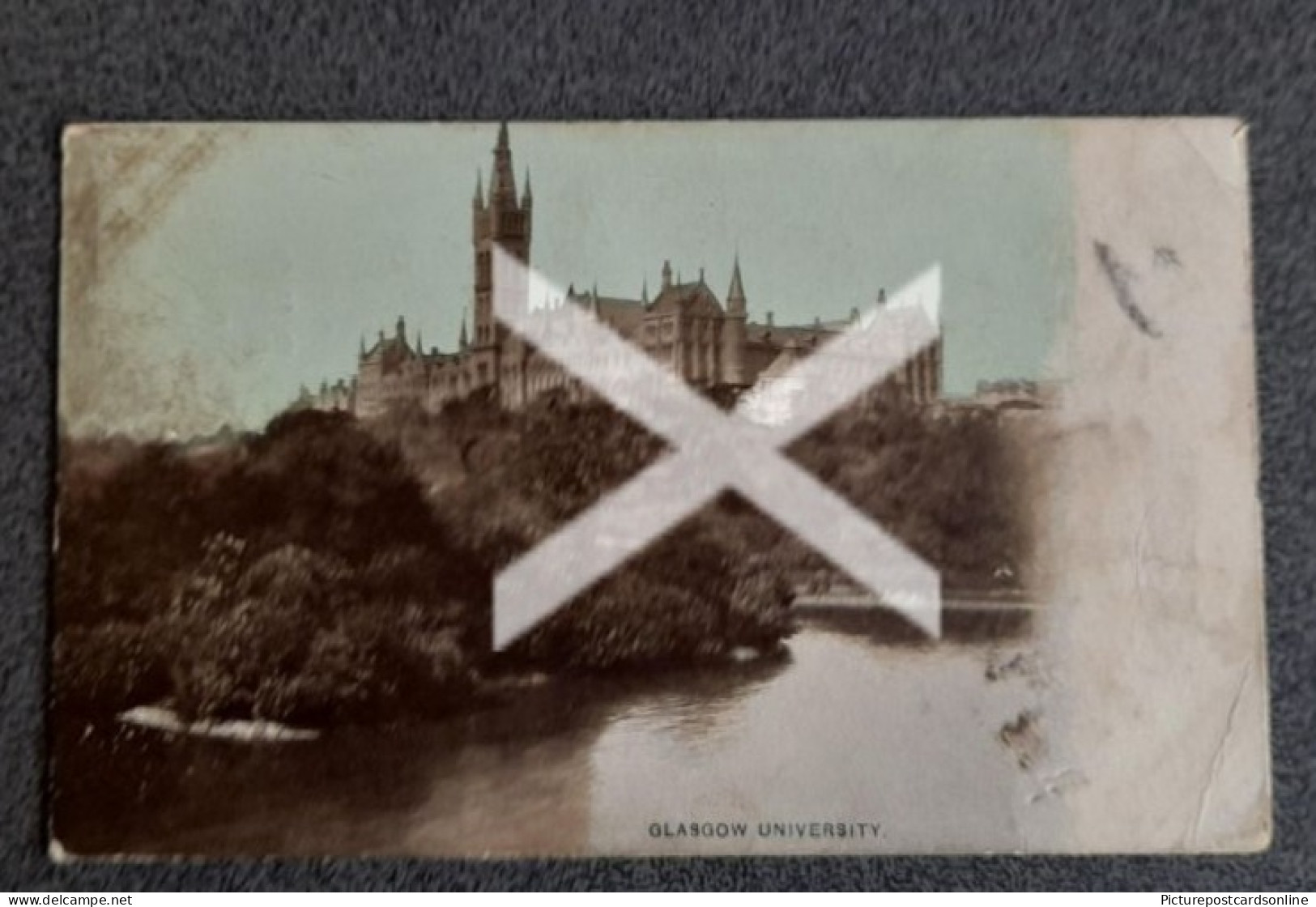 GLASGOW UNIVERSITY OLD COLOUR POSTCARD SCOTLAND SCARCE WALTON RD SUB B.O. LIVERPOOL SQUARED CIRCLE POSTMARK - Lanarkshire / Glasgow