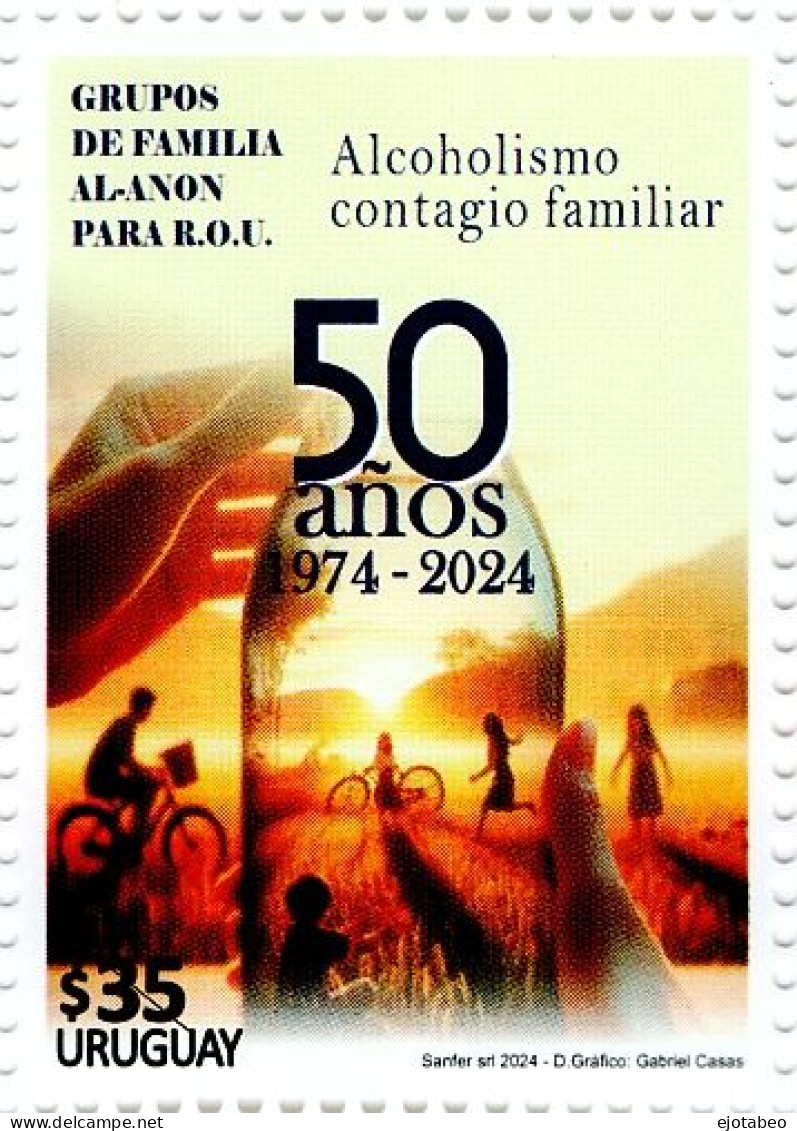 1825 URUGUAY 2023-50 Aniver. Al-Anon-TT: Alcoholismo,Manos,Bicicletas,Botellas - Uruguay