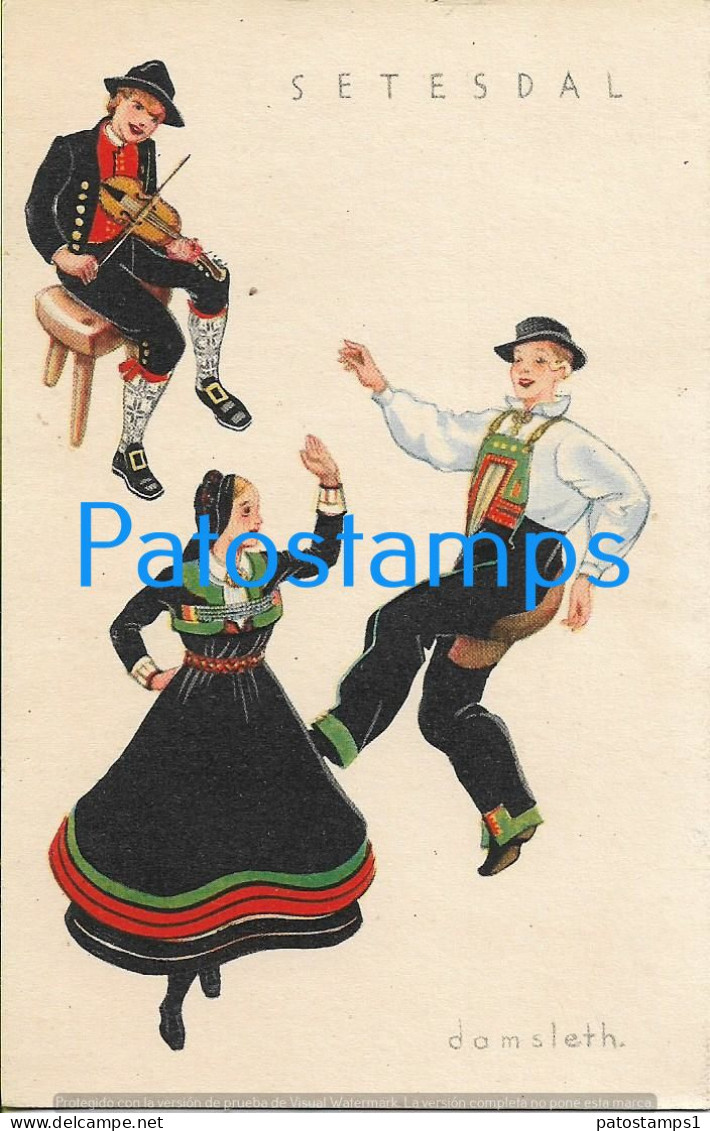 226419 NORWAY NORGE SETESDAL ART ARTE COSTUMES PEOPLE DANCER DAMSLETH POSTAL POSTCARD - Norwegen