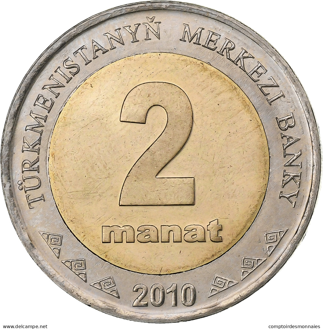 Turkmanistan, 2 Manat, 2010, Bimétallique, SPL+, KM:104 - Turkmenistán