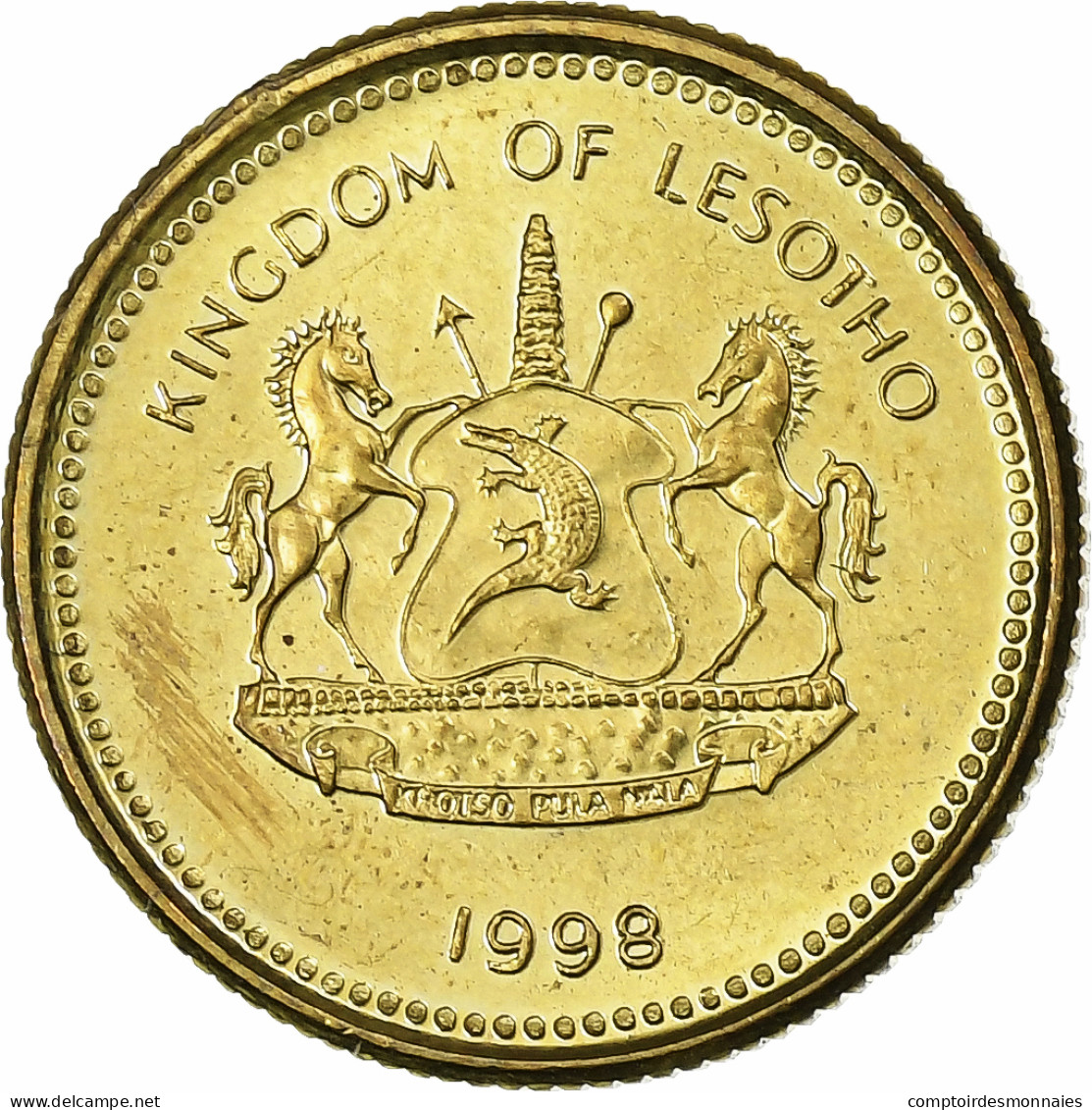 Lesotho, Letsie III, 5 Licente, Lisente, 1998, Brass Plated Steel, FDC, KM:62 - Lesotho