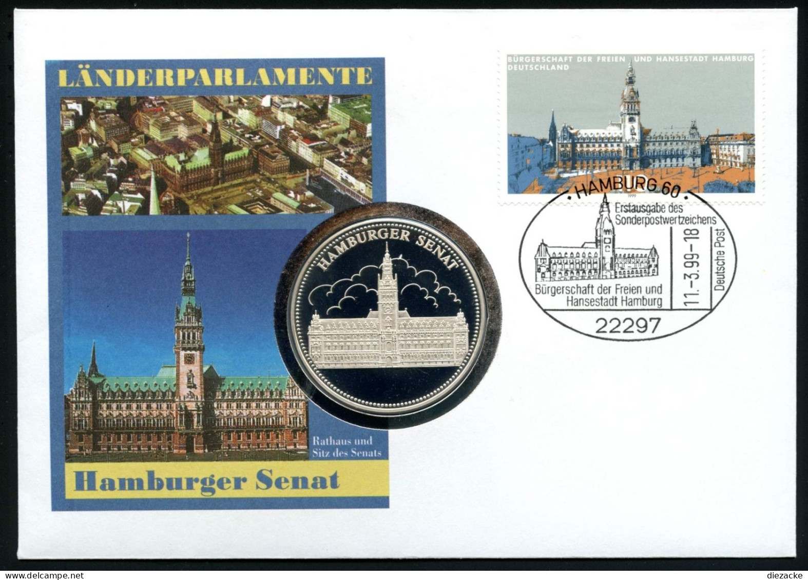 Bund 1999 Numisbrief Länderparlamente Hamburg Worbes 1218 PP (Num039 - Unclassified