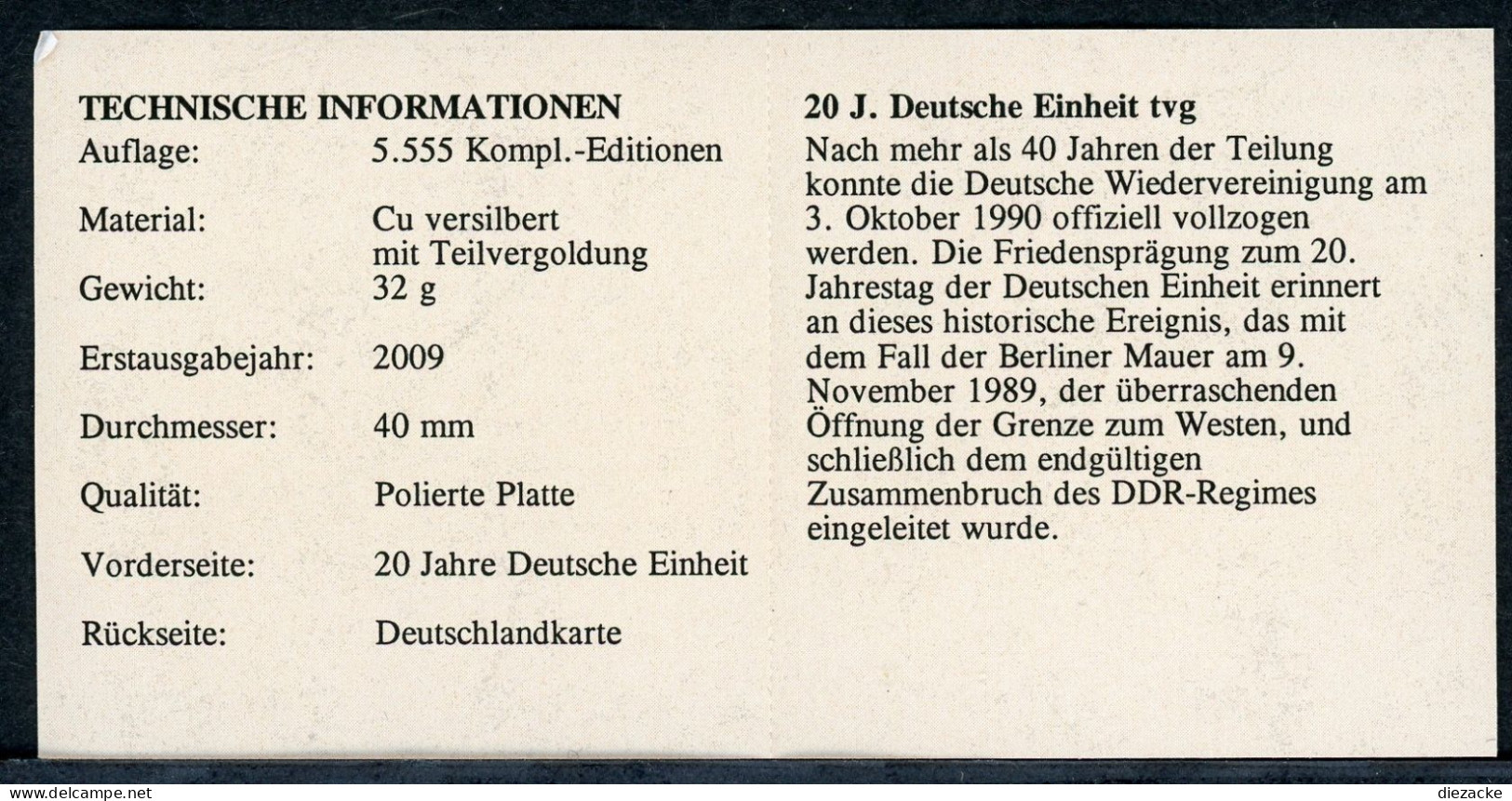 Bund 2010 20 Jahre Deutsche Einheit CuNi Teilvergoldet PP (M1517 - Altri & Non Classificati