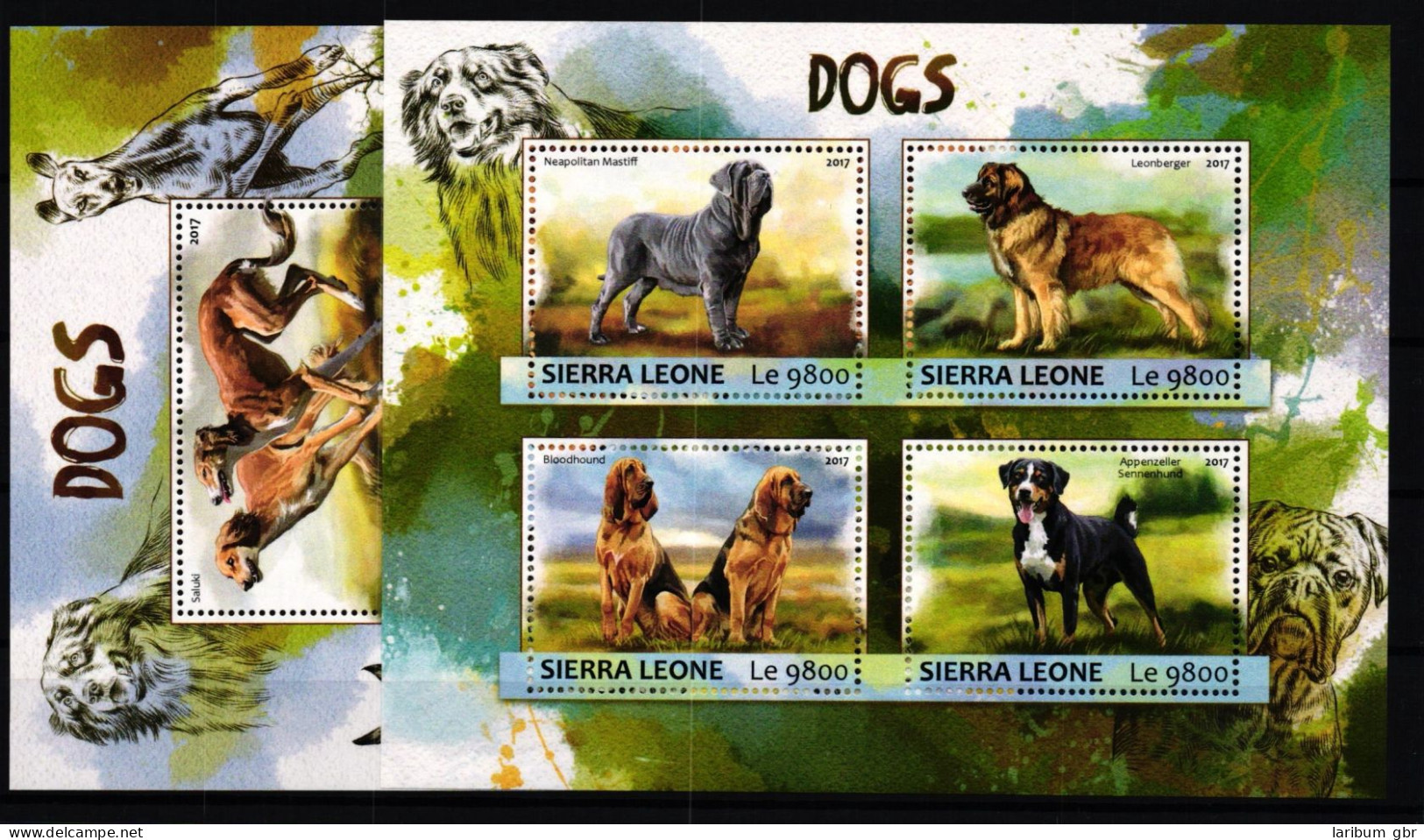 Sierra Leone 8310-8313 Und Block 1191 Postfrisch Kleinbogen / Hunde #KC517 - Sierra Leona (1961-...)
