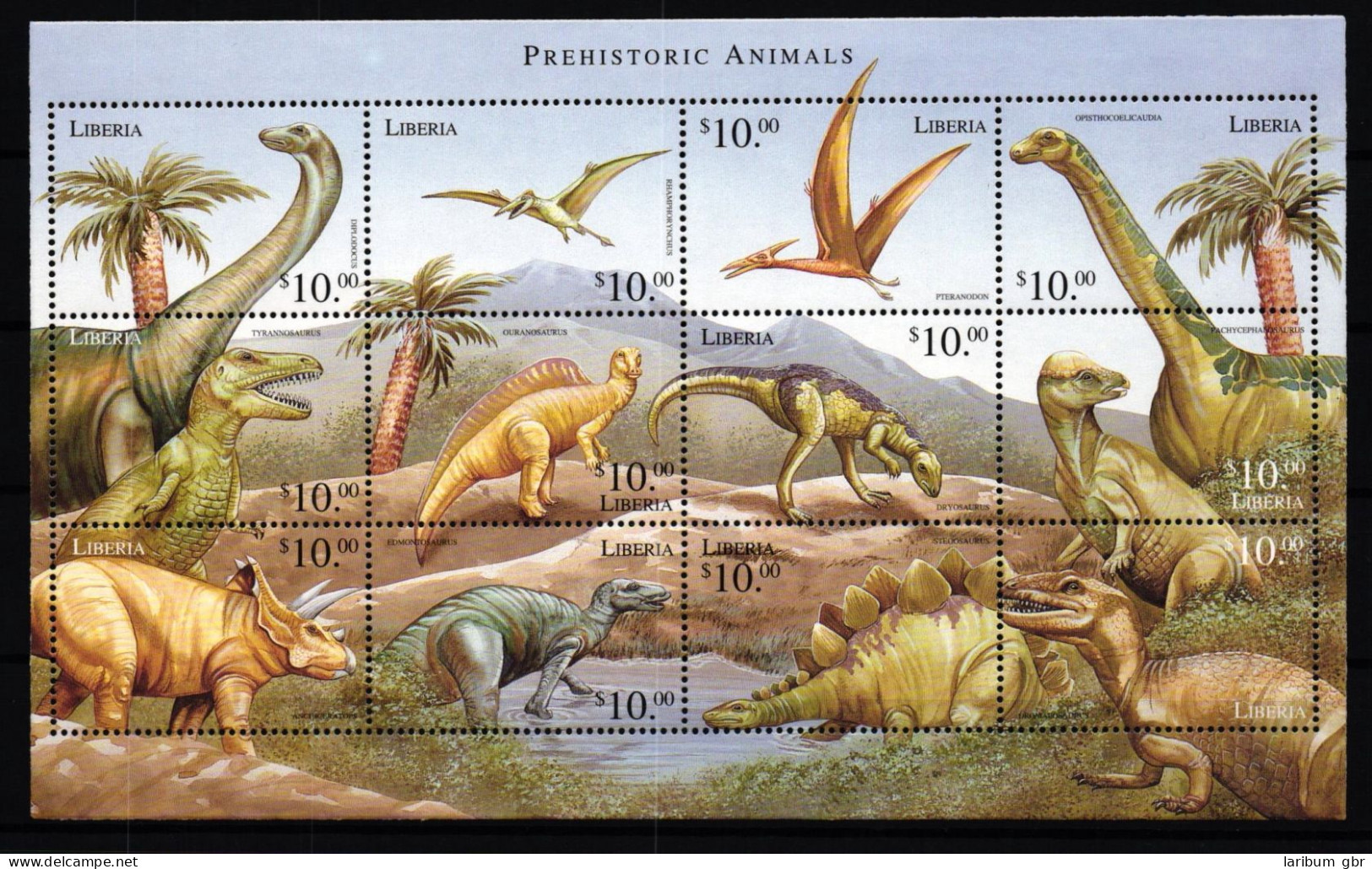Liberia 2595-2606 Postfrisch Kleinbogen / Dinosaurier #KC540 - Liberia
