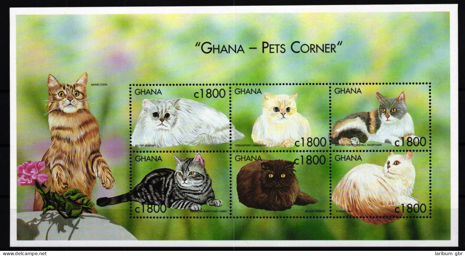 Ghana 3163-3168 Postfrisch Kleinbogen / Katzen #KC537 - Ghana (1957-...)