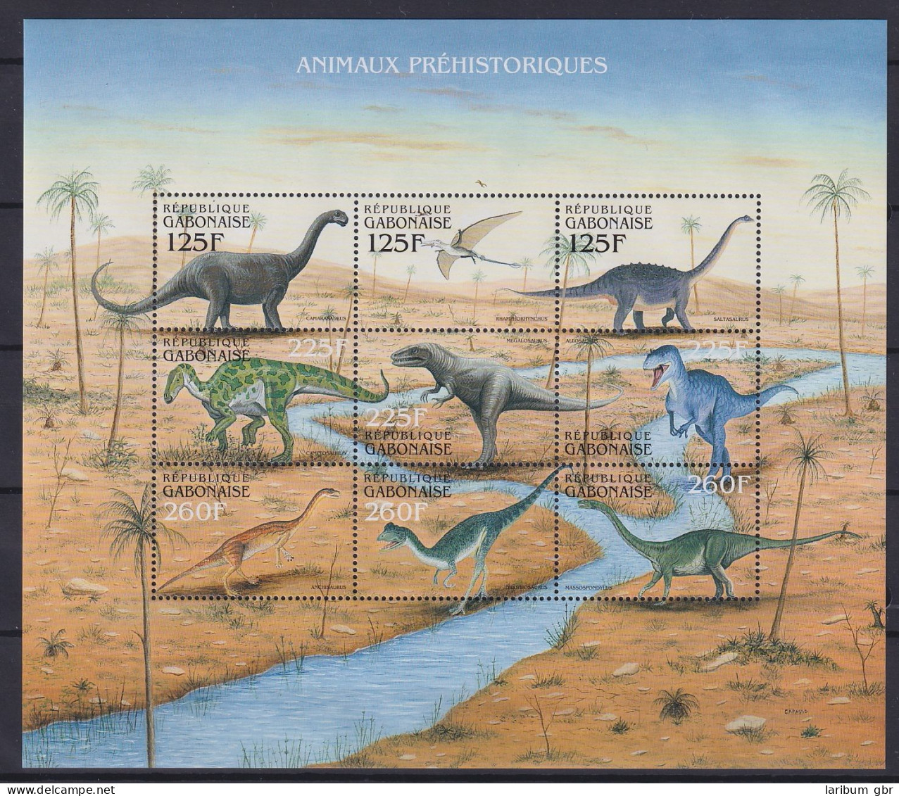 Gabun 1581-1589 Postfrisch Kleinbogen / Dinosaurier #KC533 - Gabun (1960-...)