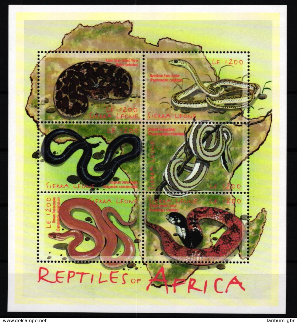 Sierra Leone 3807-3812 Postfrisch Kleinbogen / Reptilien #KC621 - Sierra Leona (1961-...)