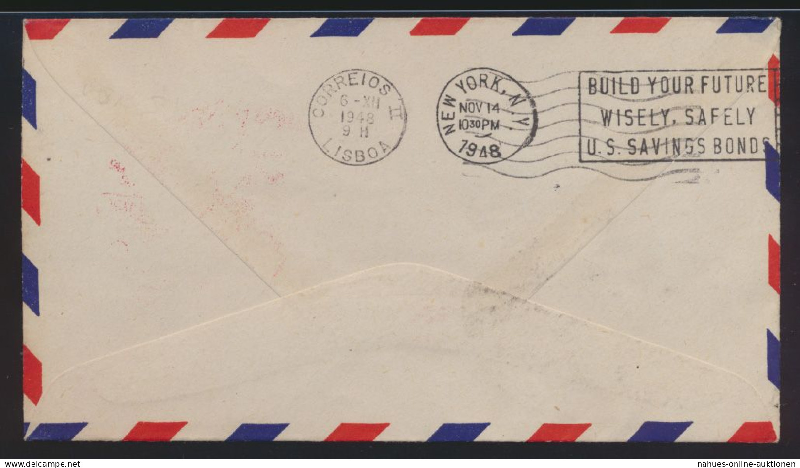 Flugpost Air Mail Spanien Barcelona New York USA Nach Lissabon Portugal - Aviones