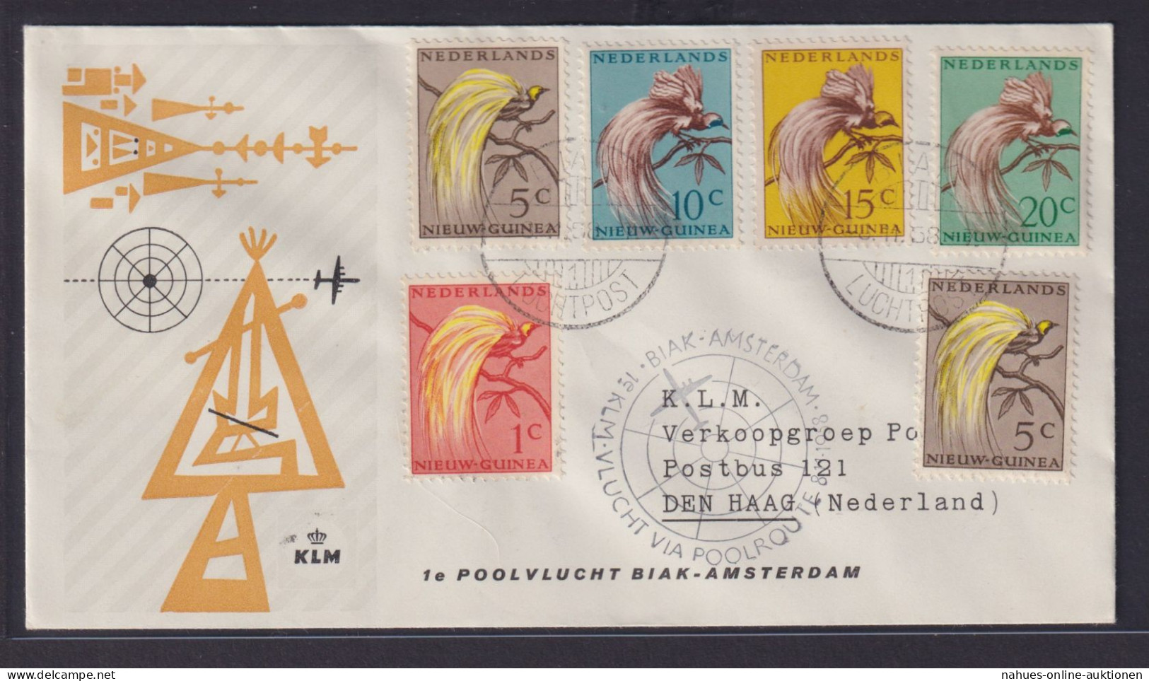 Asia Flugpost Airmail Niederlande Neu Guinea Brief Ab Biak Indonesia N Den Haag - Aviones