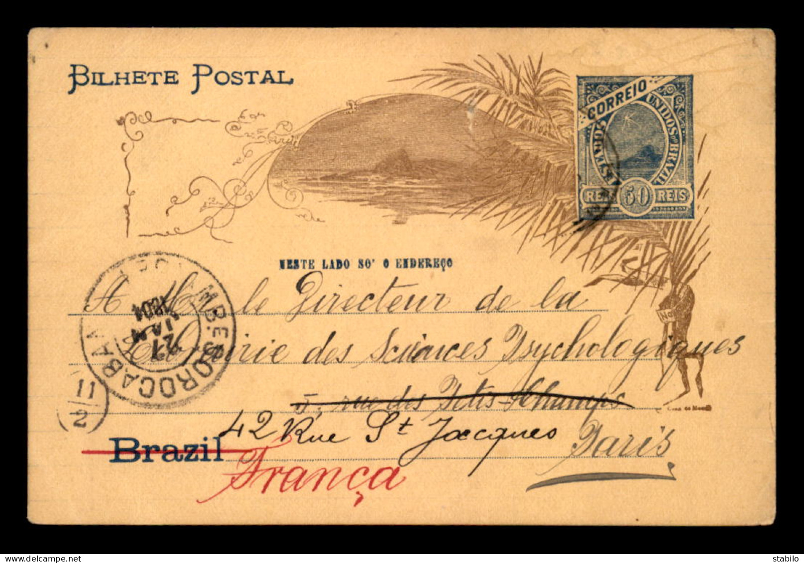 BRESIL - CARTE LETTRE VOYAGEE EN 1904 - Other & Unclassified