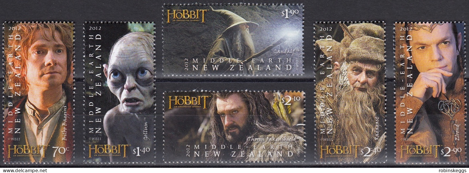 NEW ZEALAND 2012 The Hobbit: An Unexpected Journey, Set Of 6 MNH - Fantasy Labels