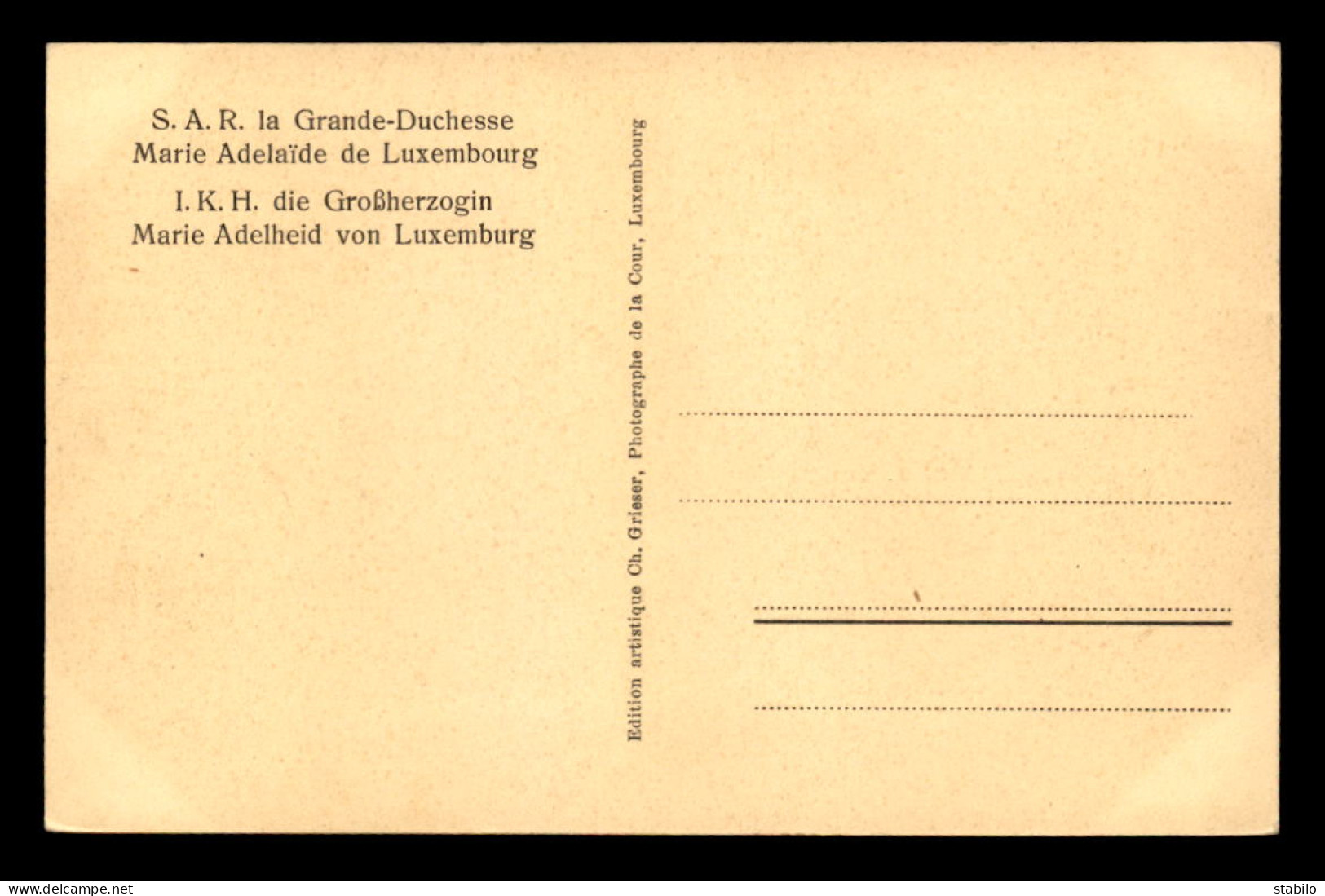 LUXEMBOURG - S.A.R. LA GRANDE DUCHESSE MARIE-ADELAIDE DE LUXEMBOURG - Grossherzogliche Familie