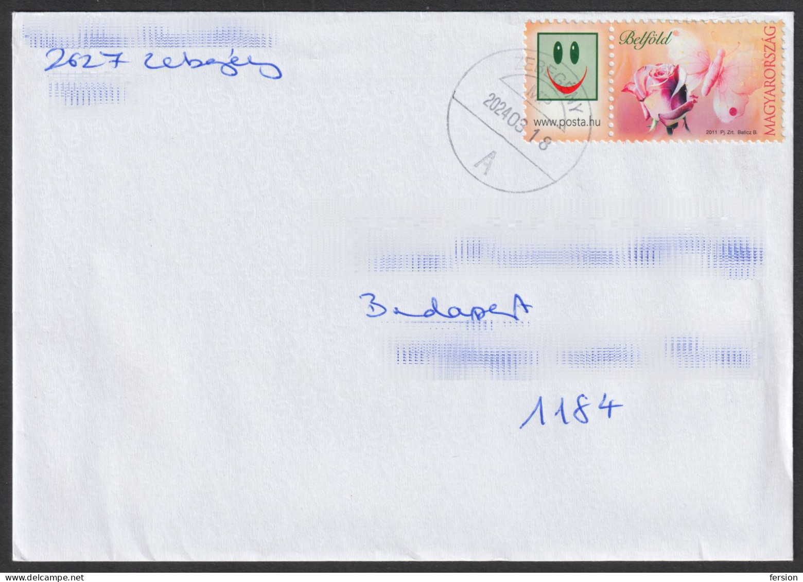 Butterfly Butterflies 2011 Hungary FLOWER FLOWERS ROSE - PERSONALIZED STAMP - Cover Letter ZEBEGÉNY Postmark - Vlinders