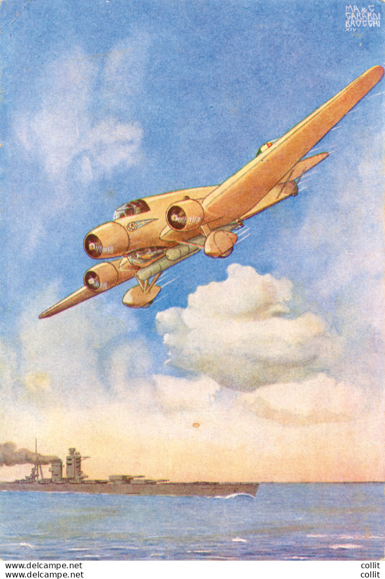 Aeroplano Savoia Marchetti - Cartolina Edizioni D'arte Sesto Calende - Marcophilie (Avions)