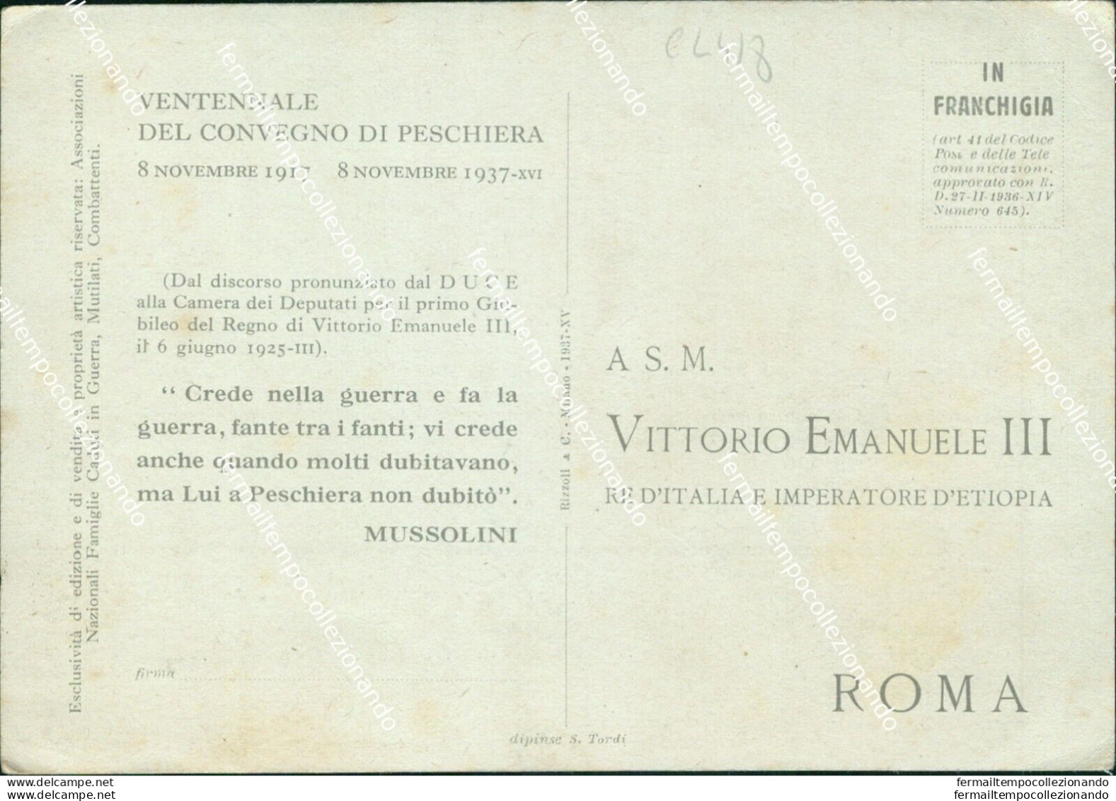 Cl418 Cartolina Ventannale Del Convegno Di Peschiera - Avellino