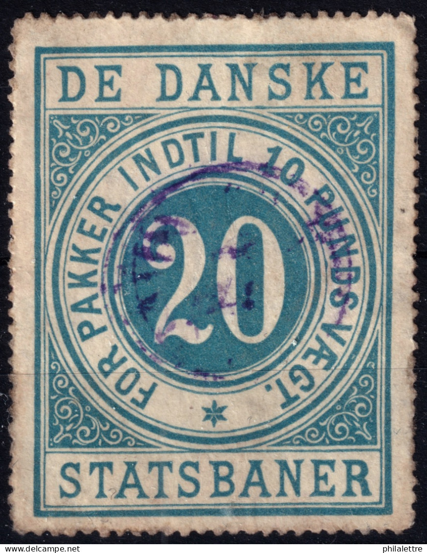 DENMARK -  "DE DANSKE STATSBANER" 20 Öre Blue Stamp For Parcels Up To 10lbs - Used - Pacchi Postali