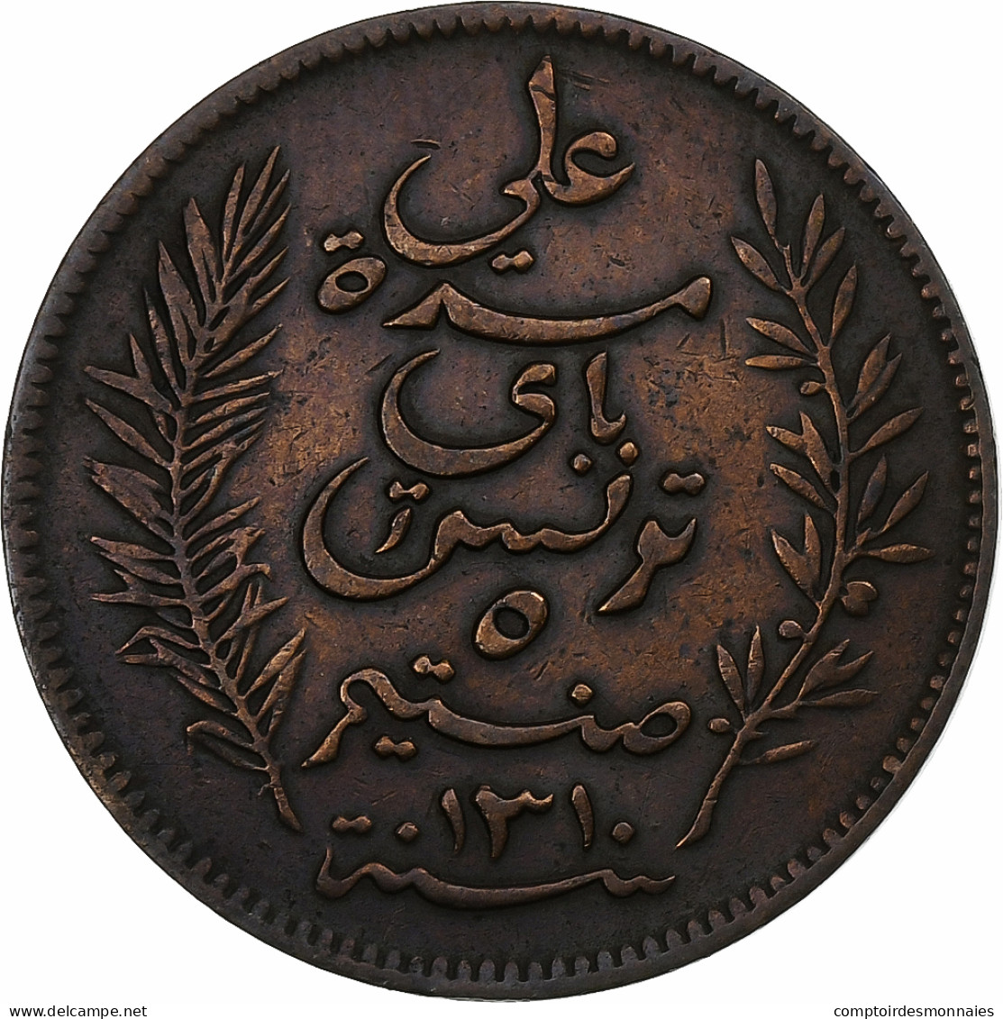 Tunisie, Ali Bey, 5 Centimes, 1893, Paris, Bronze, TTB, KM:221 - Tunisie