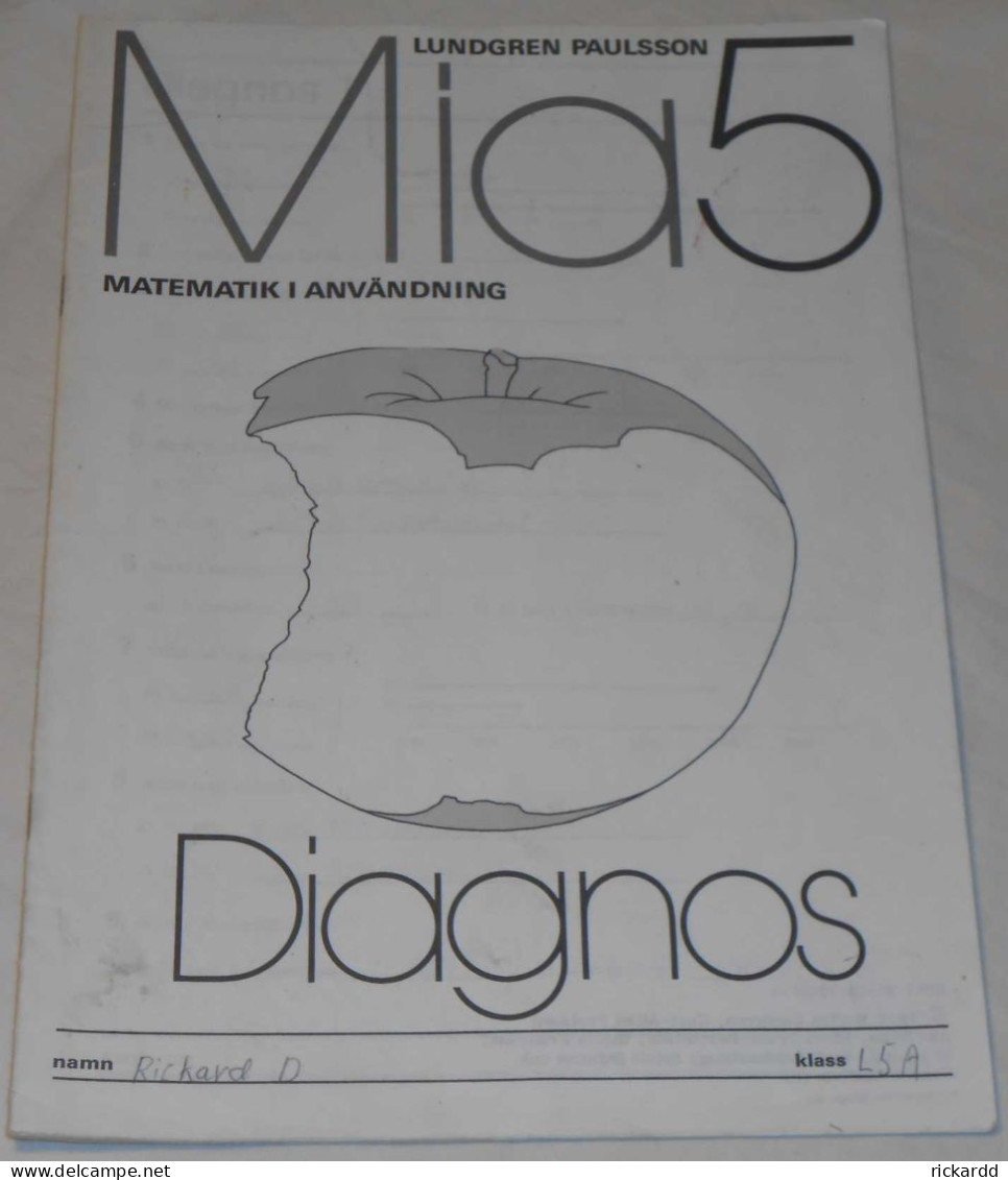 Mia5 Matematik I Användning Diagnos Av Lundgren & Paulsson; Från 80-talet - Scandinavian Languages