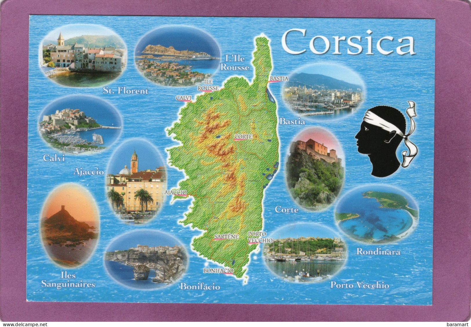 20 2A 2B CORSE CORSICA  Carte Géographique Multivues - Corse