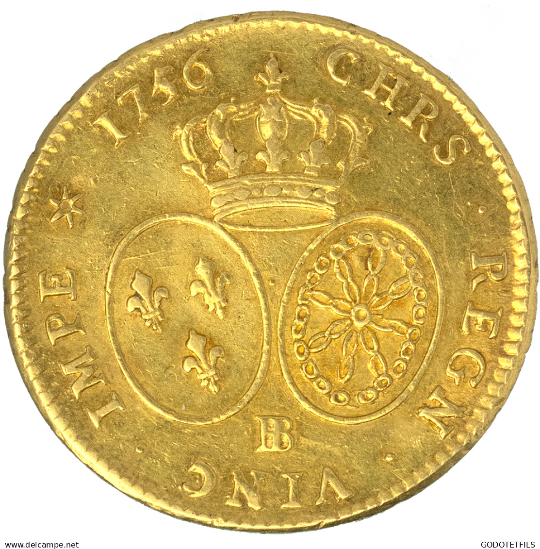 Louis XV-Double-Louis D&#039;or Aux écus Ovales 1756 Strasbourg - 1715-1774 Ludwig XV. Der Vielgeliebte