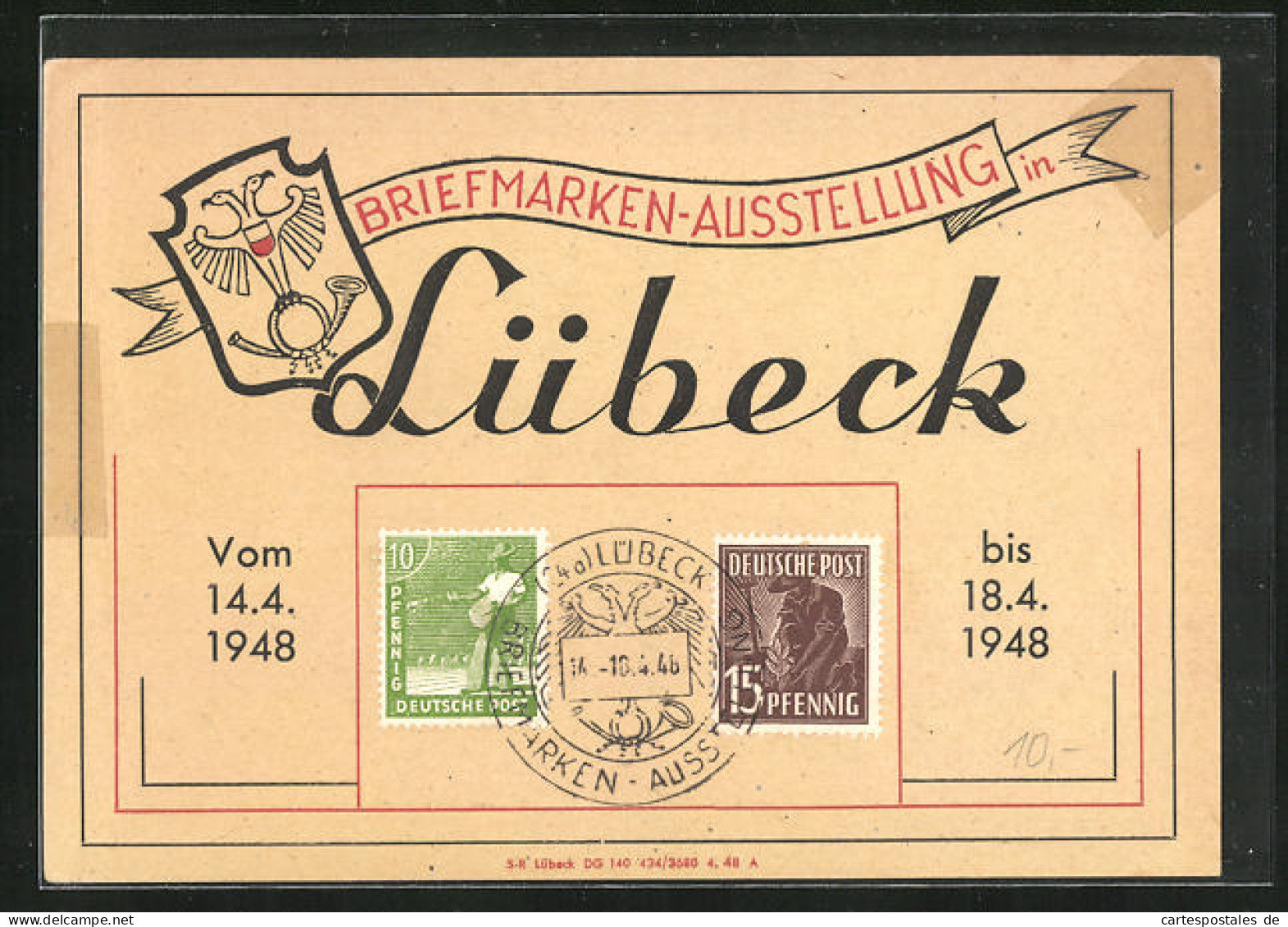 AK Lübeck, Briefmarkenausstellung 1948  - Briefmarken (Abbildungen)